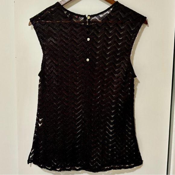 Le Chateau| Black Lace Chevron Sleeveless Blouse Sz M - Picture 2 of 5